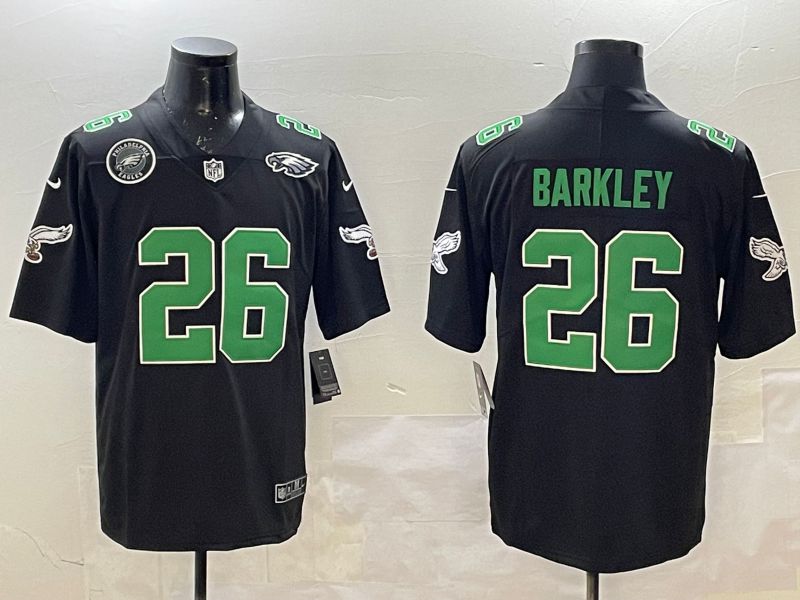 Men Philadelphia Eagles #26 Barkley Black green Throwback 2025 Nike Limited NFL Jersey style 3